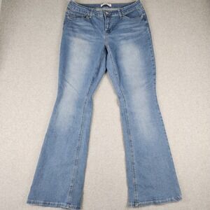 California Vintage Jeans Women 11/30 Blue Flare Mid Rise Stretch Denim 31x31 Y2K